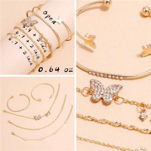 Elegant Gold Bracelet and Bangle Set Layered Chain and Cuff Collection for Women - Picture 7 of 7